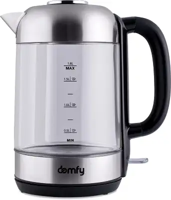 Чайник электрический Domfy DSM-EK401 1.8л. 2200Вт черный/прозрачный корпус: стекло/пластик