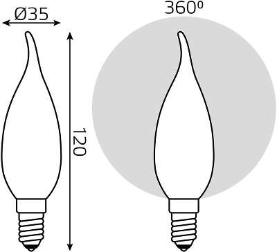 Лампа светодиодная Gauss Filament 104201209-D 9Вт цок.:E14 свеча 220B 4100K св.свеч.бел.нейт. (упак.:10шт)