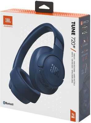 Гарнитура мониторные JBL Tune 720 BT 1.2м синий беспроводные bluetooth оголовье (JBLT720BTBLU)