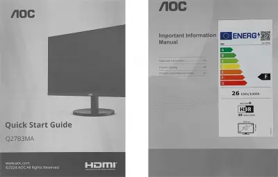 Монитор 27" AOC Q27B3MA VA WQHD HDMI, DP