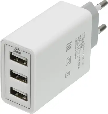 Сетевое зар./устр. Digma DGWC-3U-5A-WG 30W 3A (PD+QC) 3xUSB универсальное белый