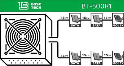 Блок питания 500Вт ATX BaseTech BT-500R1 OEM