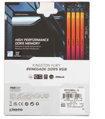 Модуль памяти DDR5 DIMM 16Gb DDR7200 Kingston FURY Renegade Silver RGB (KF572C38RSA-16)