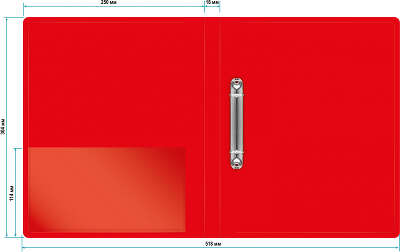 Папка на 2-х кольцах Бюрократ -0818/2RRED A4 пластик 0.7мм кор.18мм внутр. с вставкой красный