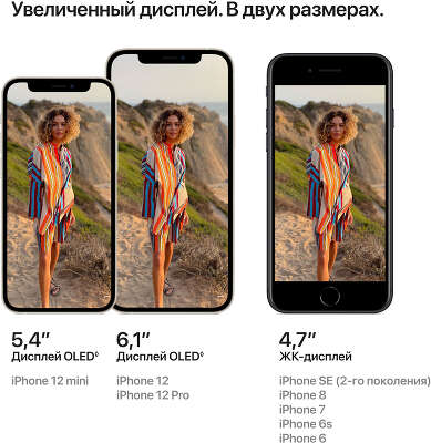 Смартфон Apple A2403 iPhone 12 128Gb 4Gb черный моноблок 3G 4G 1Sim 6.1" 1170x2532 iOS 15 12Mpix 802.11 a/b/g/n/ac/ax NFC GPS GSM900/1800 GSM1900 TouchSc Protect