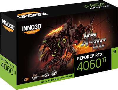 Видеокарта Inno3D NVIDIA nVidia GeForce RTX 4060Ti X3 OC 8Gb DDR6 PCI-E HDMI, 3DP