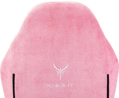 Кресло игровое Knight N1 Fabric розовый Velvet 36 с подголов. крестов. металл